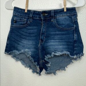 Denim Frayed Hem Women Shorts